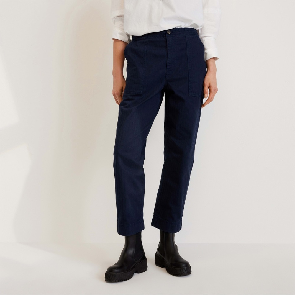 NWT Everlane Organic Cotton Herringbone Pants Navy